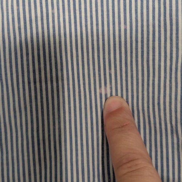 Talbots Stripe Shirt Womens Size 2X Blue 3/4 Sleeves Boho Lace Ruffle Cotton - Picture 4 of 15